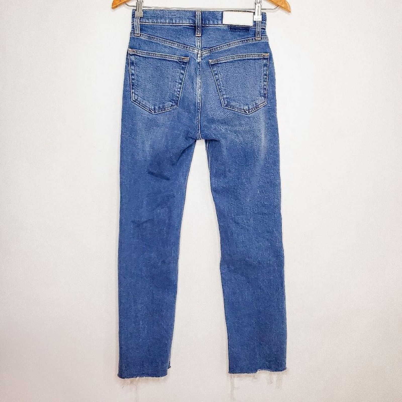 RE/DONE Re/Done 70s High Rise Stove Pipe Distressed Jeans Size 25 Size 25" / US 0 / IT 36 - 5 Thumbnail