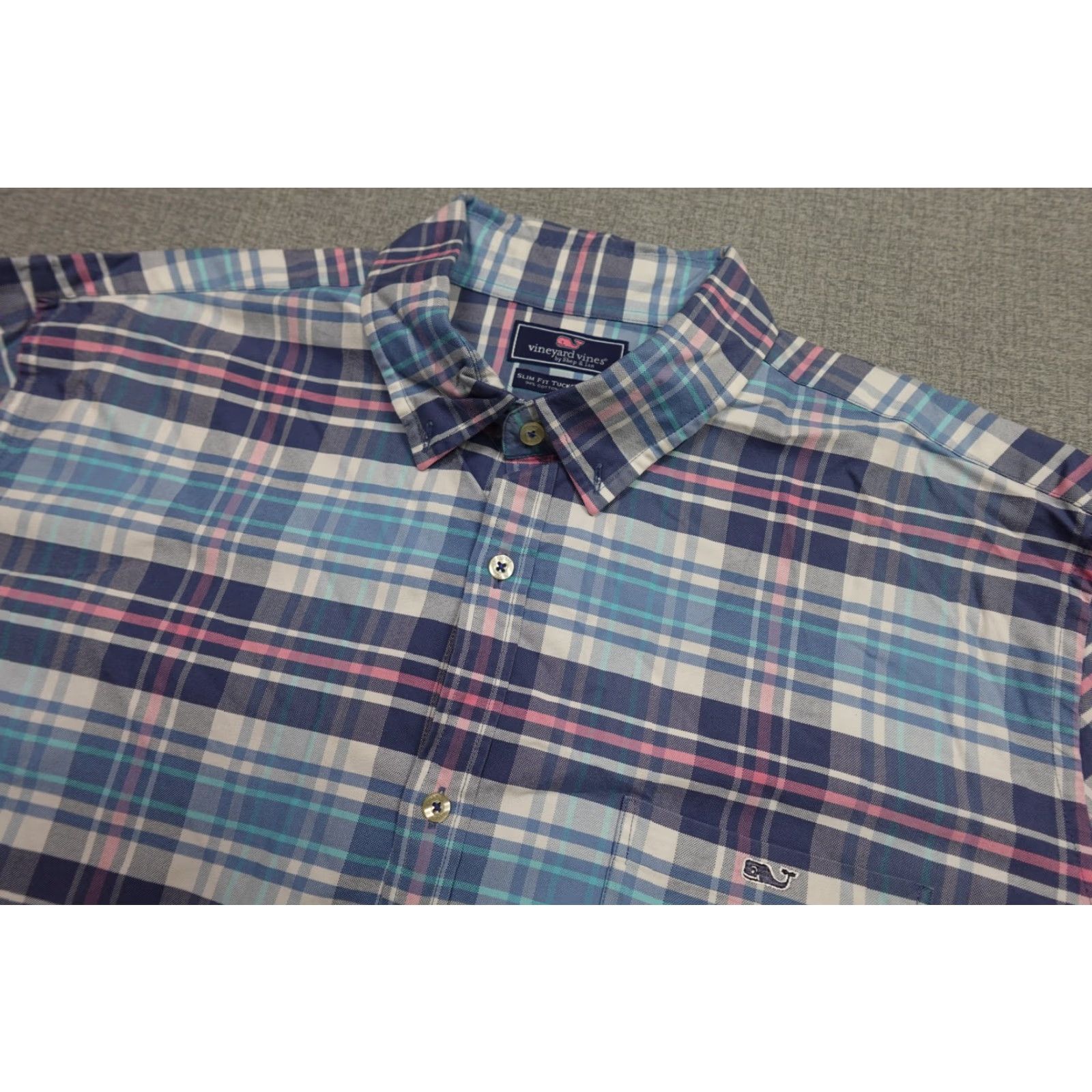 Vineyard Vines VINEYARD VINES Shirt Mens 2XL Blue Pink Plaid Slim Fit Tucker Stretch Cotton Shirt Long Sleeve Button-Up Size US XXL / EU 58 / 5 - 2 Thumbnail