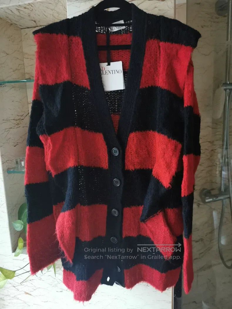 Valentino Valentino Black and red striped cardigan Size S / US 4 / IT 40 - 1 Thumbnail