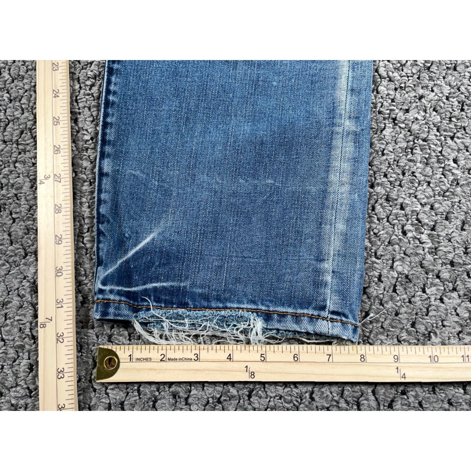 Vintage VINTAGE AKOO Patchwork Distressed Jeans Men's 35 x 32 Blue Tapered Jeans Men Regular 90s Hip Hop Retro Size US 35 - 6 Thumbnail
