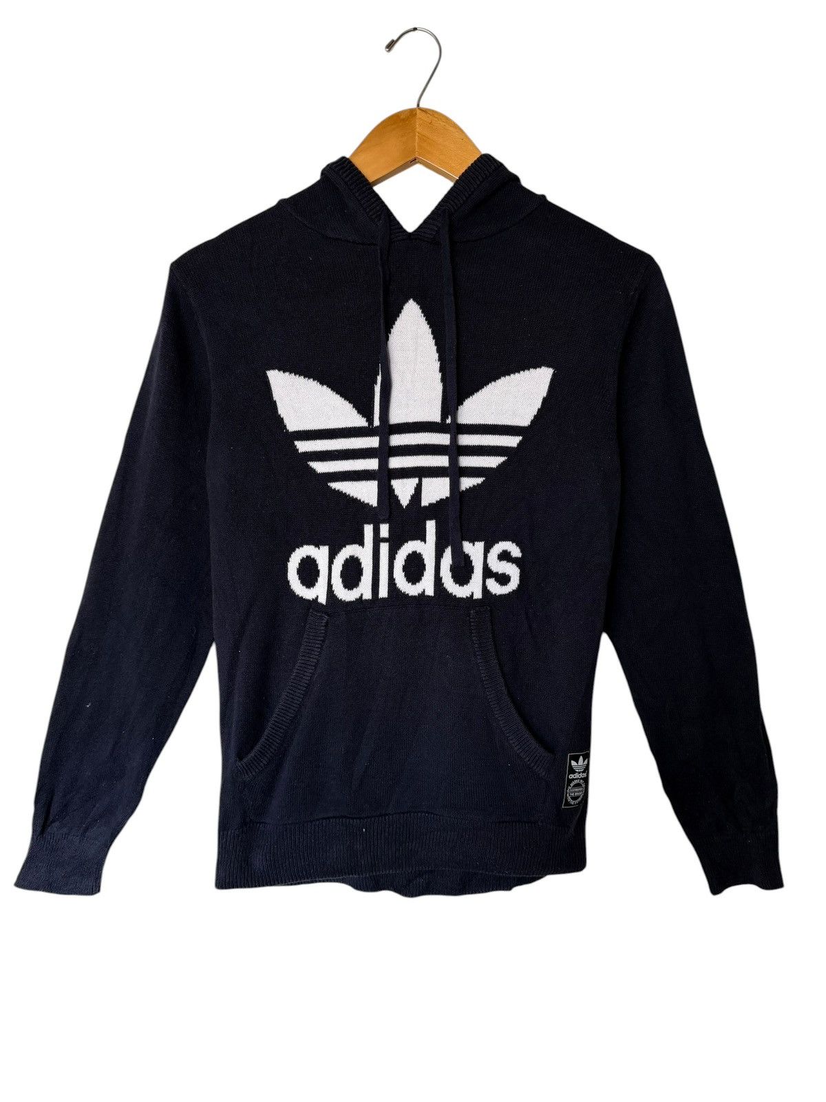 Adidas Vintage Adidas Big Logo Hoodie Knitwear Sweater Size S / US 4 / IT 40 - 1 Thumbnail