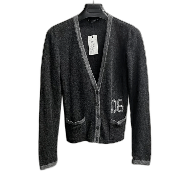 Dolce & Gabbana Gray Knit Cardigan with Logo