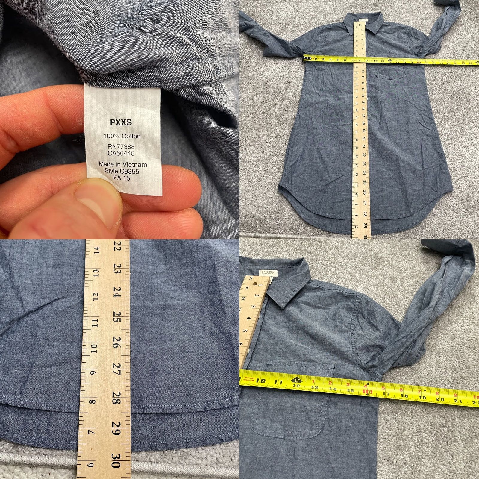 J.Crew J.CREW Shirt Womens XXS Petites Chambray Tunic Long Sleeve Blue Casual Shirt Size XXS / US 00 / IT 34 - 8 Thumbnail