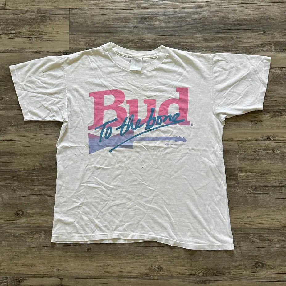 Budweiser Vintage 1991 Bud To The Bone Budweiser Band Promo T-Shirt Size US L / EU 52-54 / 3 - 1 Thumbnail