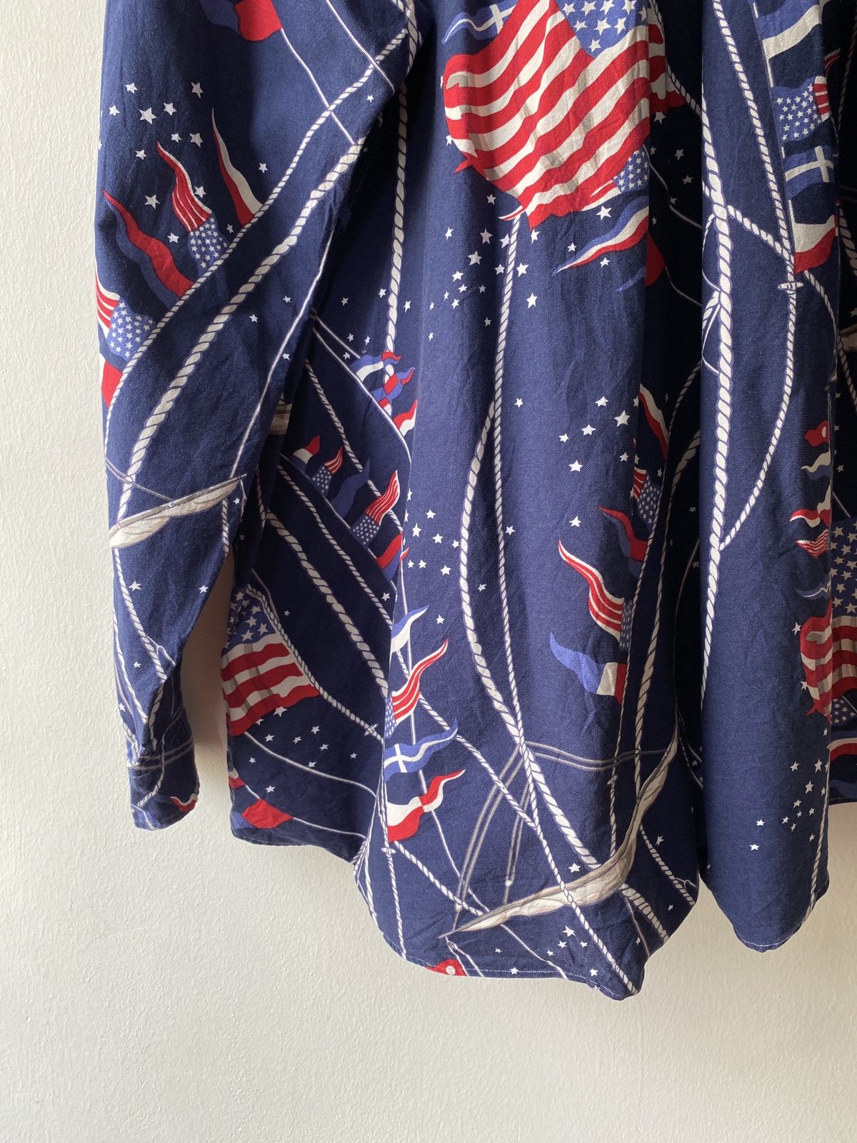 Polo Ralph Lauren × Ralph Lauren × Vintage Vintage Ralph Lauren American Flag Fullprint Button Up Shirt Size US XXL / EU 58 / 5 - 8 Thumbnail