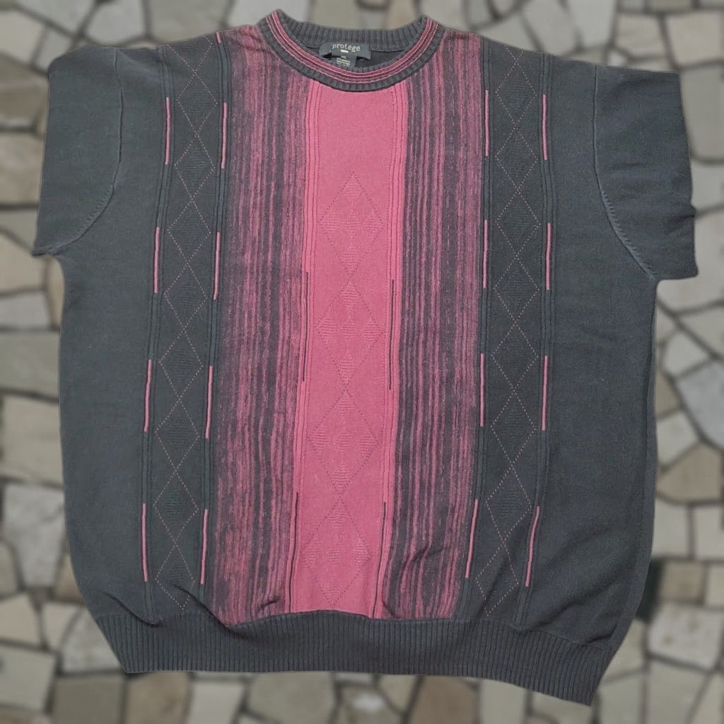 Vintage VINTAGE Protege Collection Textured Black Red Cosby Sweater Mens XXL Size 2XL Crew Neck Knit Pullover Geometric 90s USA Size US XXL / EU 58 / 5 - 1 Thumbnail