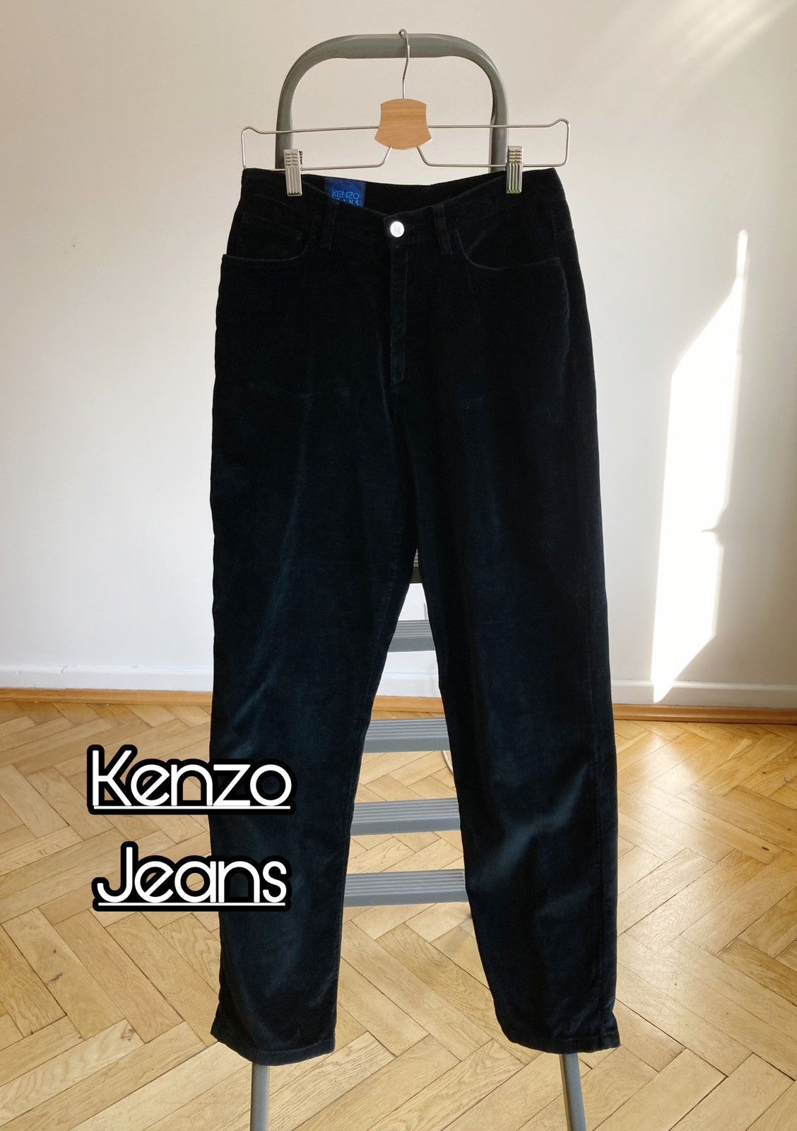 Kenzo Black Velour High-Waisted Trousers Kenzo Jeans – Size (EU)40 Size 30" / US 8 / IT 44 - 1 Thumbnail