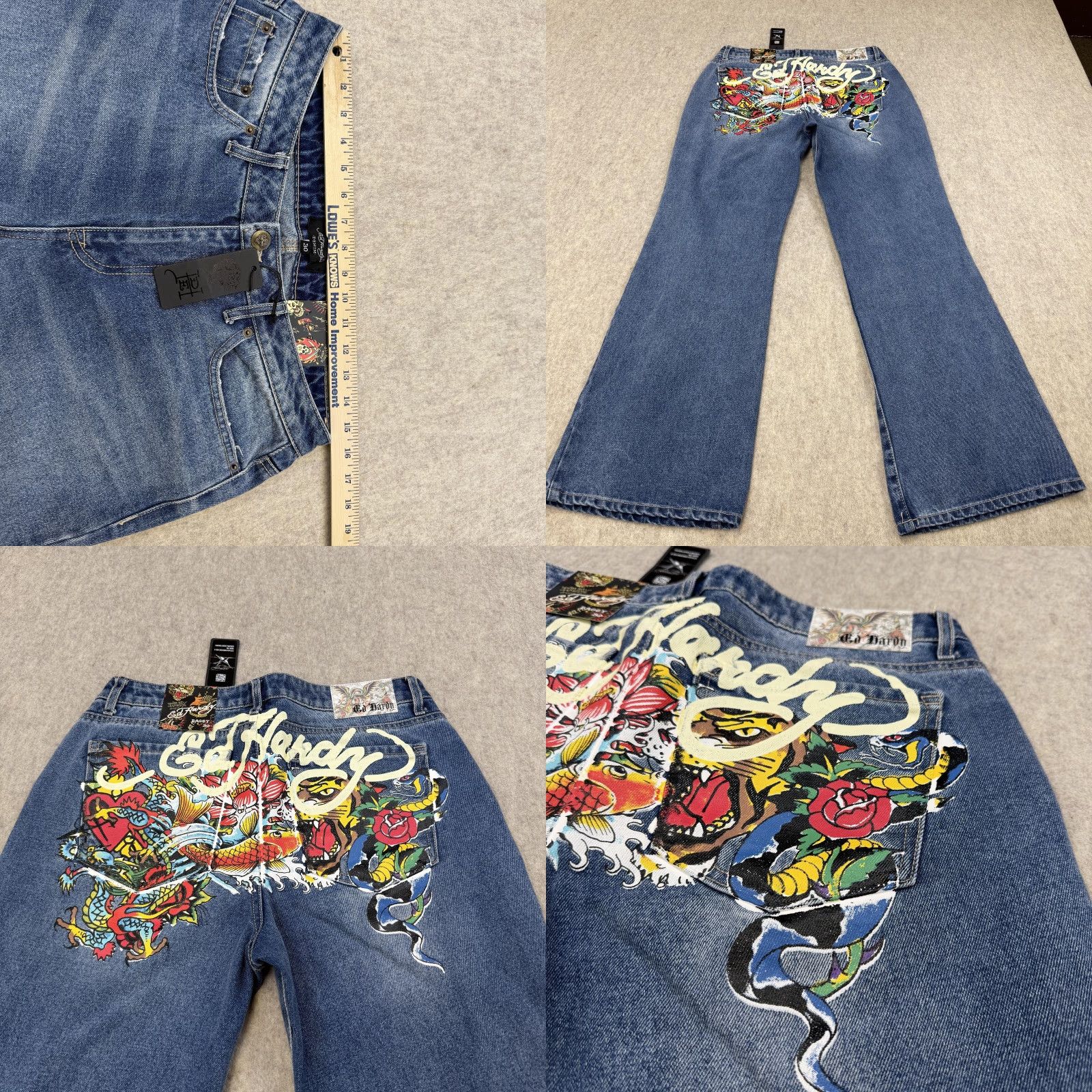 Ed Hardy Ed Hardy Jeans Mens 30 Light Wash Baggy Koi Dragon Tiger Snake Graphic Jeans Size US 30 / EU 46 - 9 Thumbnail
