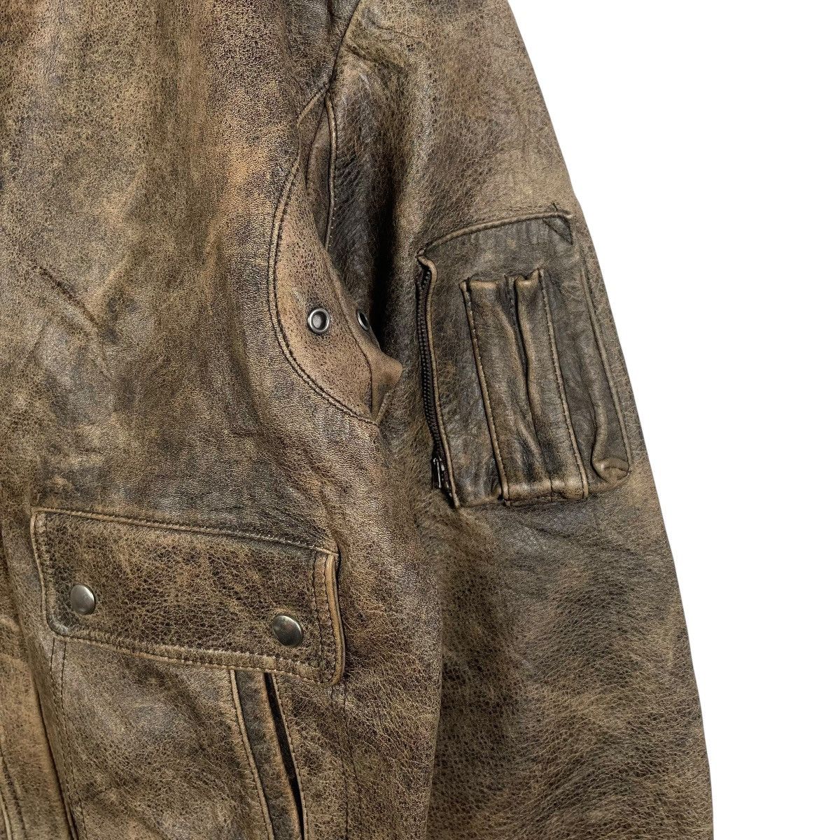 Vintage Vintage Distressed Leather Aviator Flight Jacket Brown Size US M / EU 48-50 / 2 - 5 Thumbnail