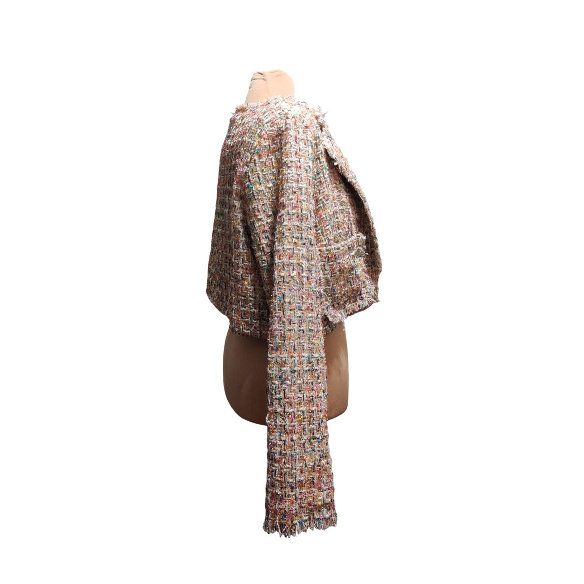 Fashion Nova Fashion Nova 1XL Womens Cropped Tweed Jacket Multicolor Text Size XL / US 12-14 / IT 48-50 - 14 Thumbnail