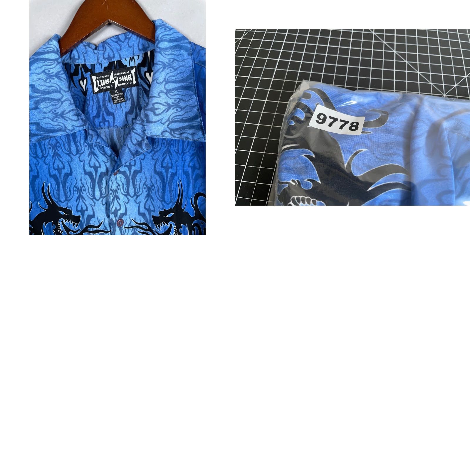 Vintage Y2K Tribal Dragon Motif Shirt Adult XL Blue AOP Camp Collar Retro 2000s Size US XL / EU 56 / 4 - 8 Thumbnail