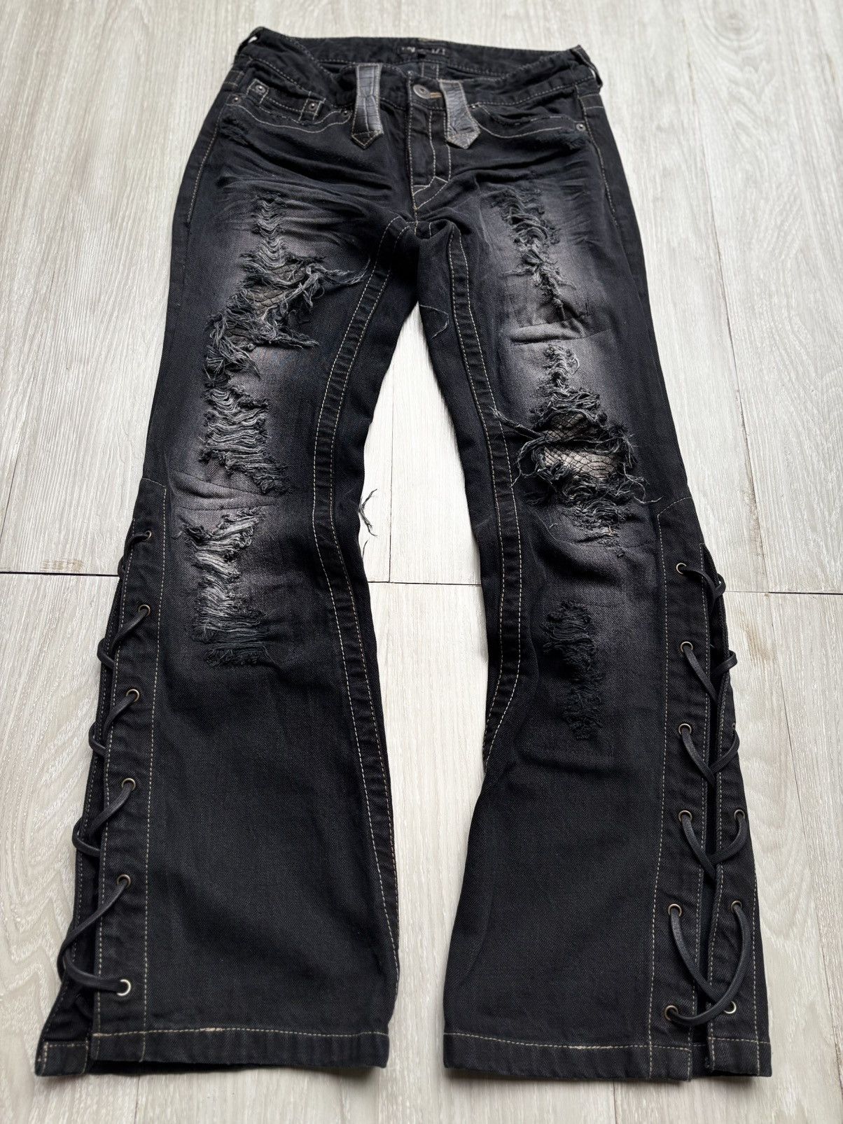 Japanese Brand Indivi lace-up flare jeans Size US 26 / EU 42 - 1 Thumbnail