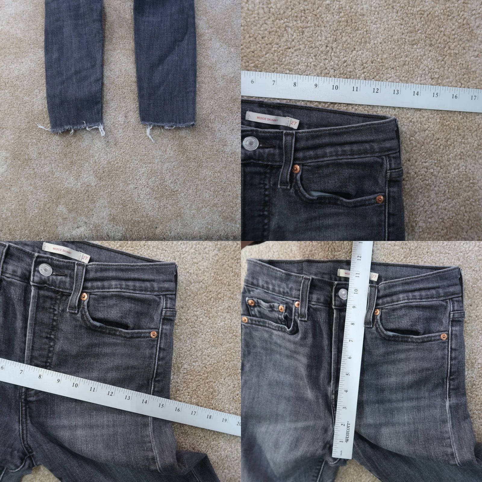 Levi's Levi's Wedgie Skinny Jeans Womens 27 Gray Button Fly Denim Size 27" / US 4 / IT 40 - 9 Thumbnail