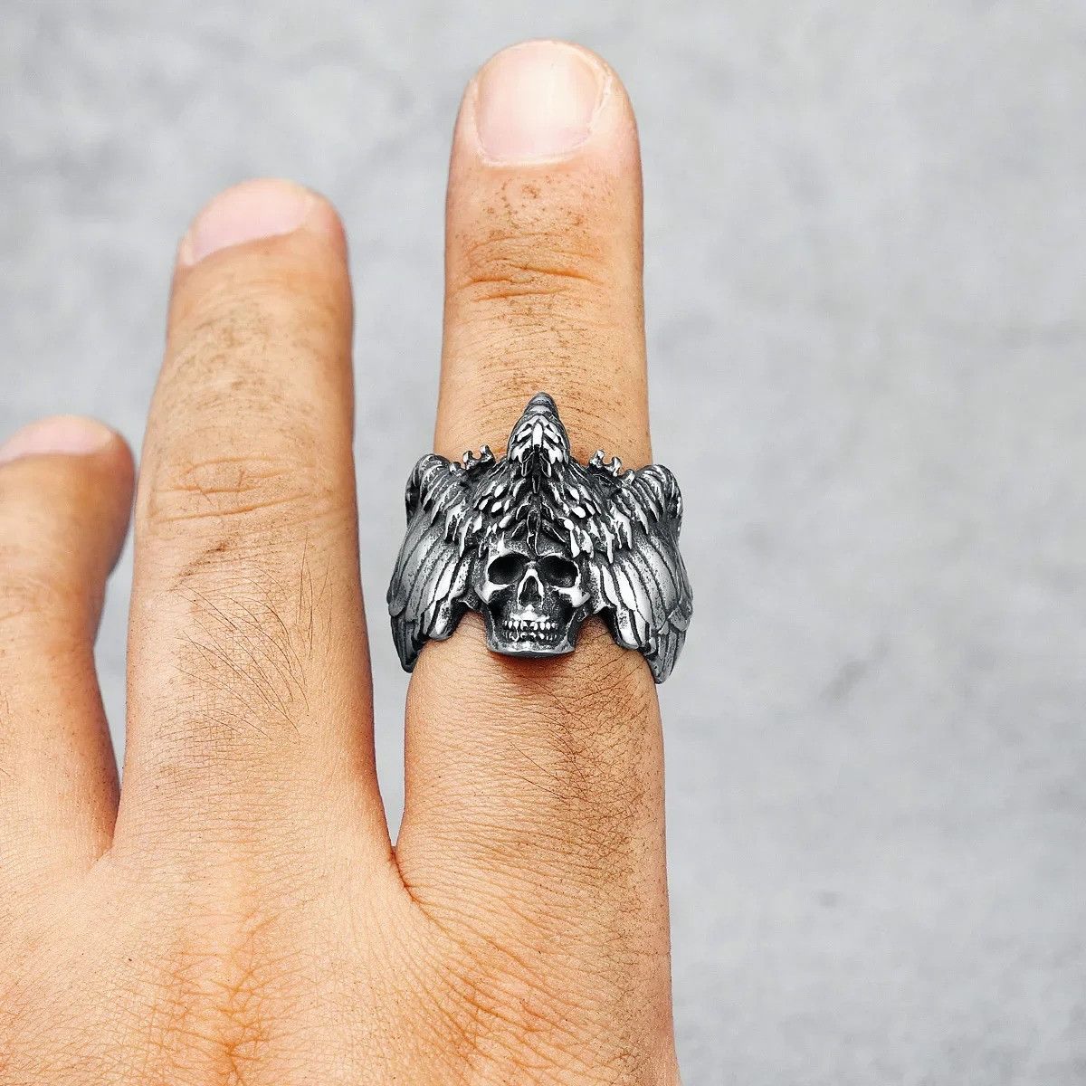 Jewelry Gothic Skull Wing Ring Streetwear Jewelry Fashion Gift Size ONE SIZE - 1 Thumbnail