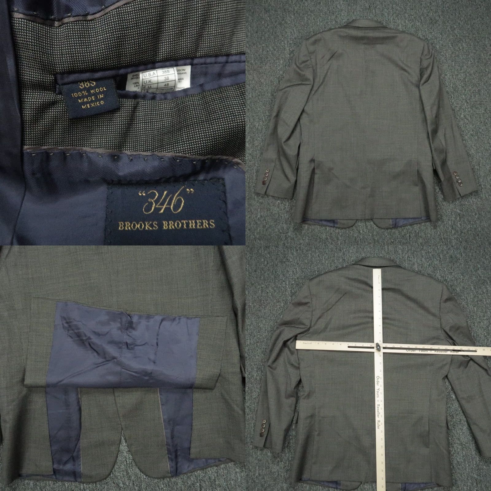 Brooks Brothers Brooks Brothers Blazer Mens 38S Gray Wool Regent Fit Sport Coat Jacket Size 38R - 8 Thumbnail