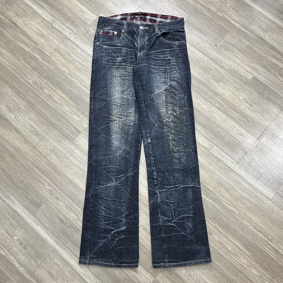 If Six Was Nine × Le Grande Bleu (L.G.B.) × Tornado Mart Y2K Wild Life Faded Lightning Desain Skull Bones Jeans Size US 31 - 1 Thumbnail