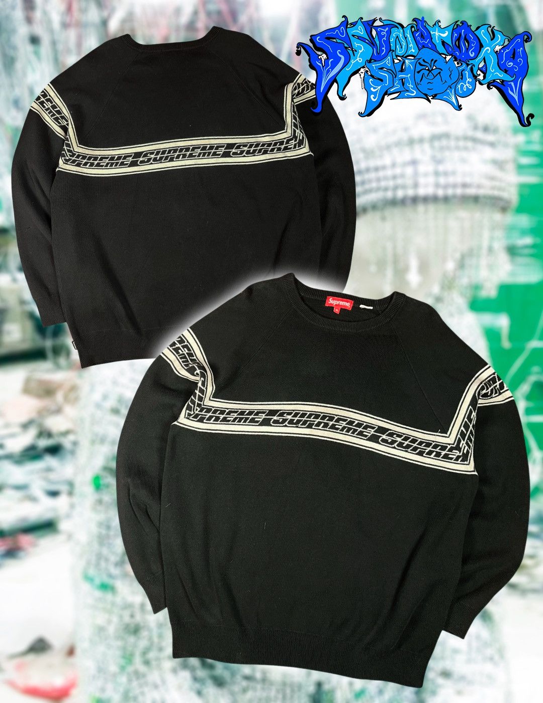 Supreme Supreme Blurred Logo Sweater Black XXL | Grailed