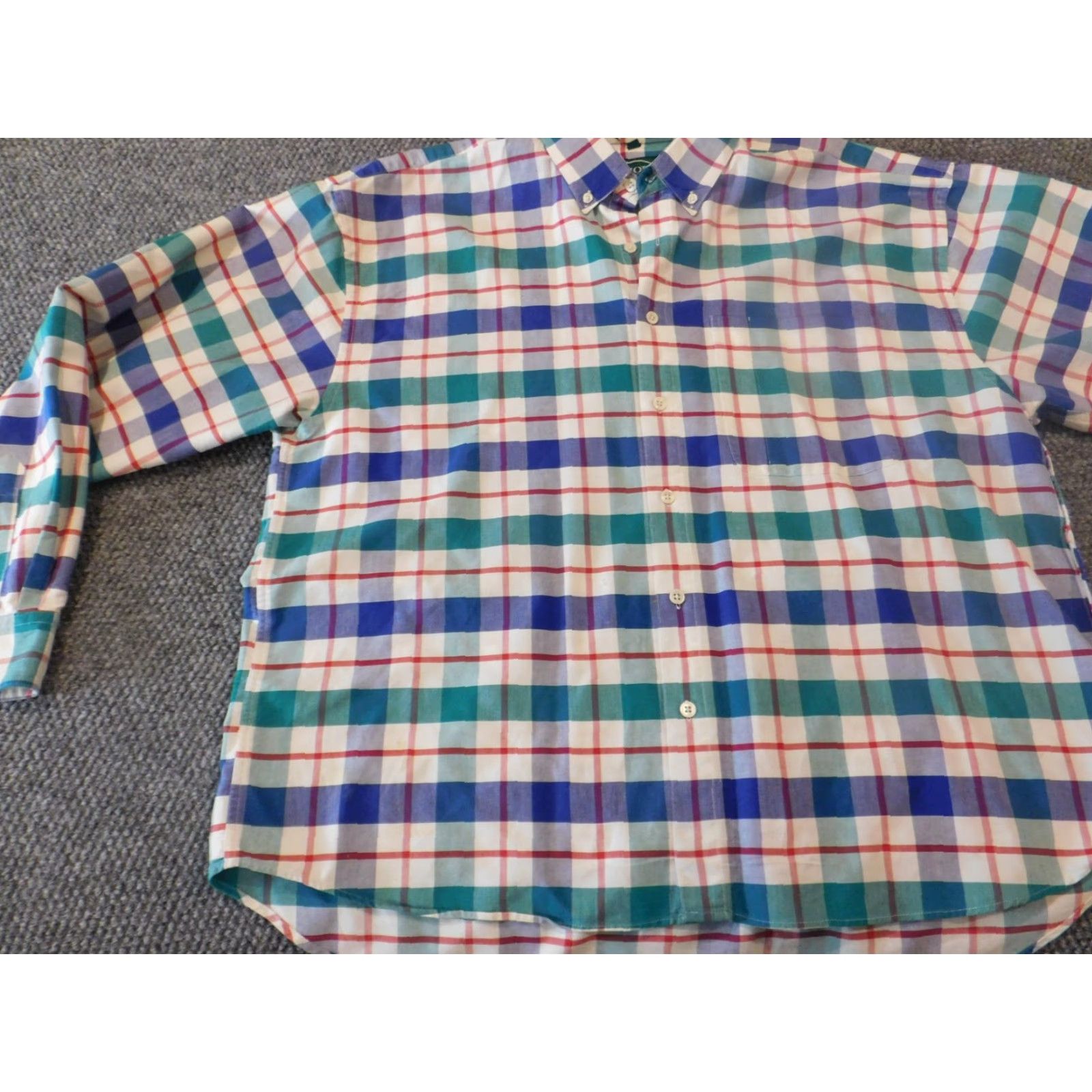 Izod IZOD Shirt XL Blue White Plaid Button-Down, Long Sleeve, Classic, Men's, Button Up, Collared, Regular Fit Size US XL / EU 56 / 4 - 3 Thumbnail