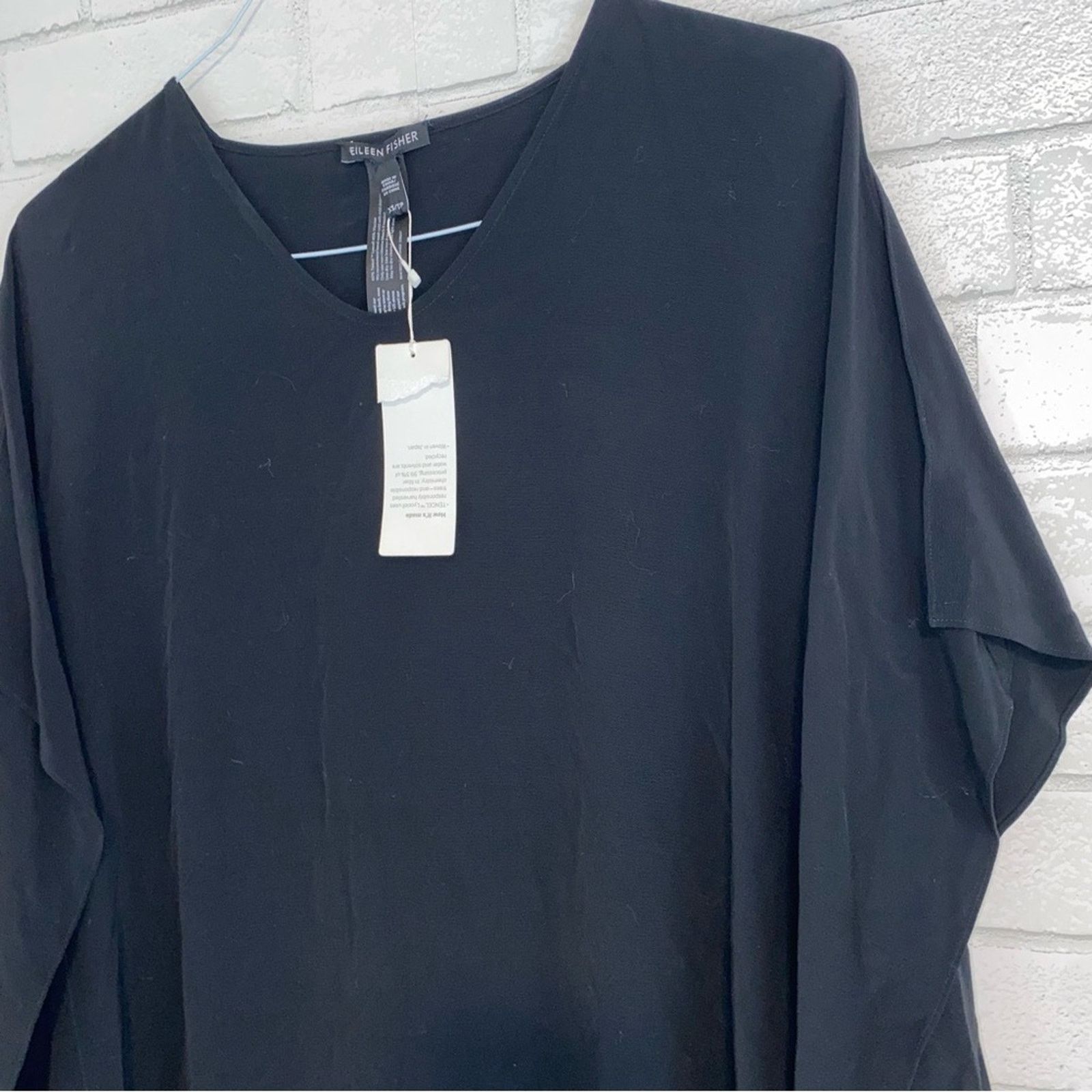 Eileen Fisher New $278 Eileen Fisher Tencel Black V Neck Caftan Dress XS Size XS / US 0-2 / IT 36-38 - 7 Thumbnail