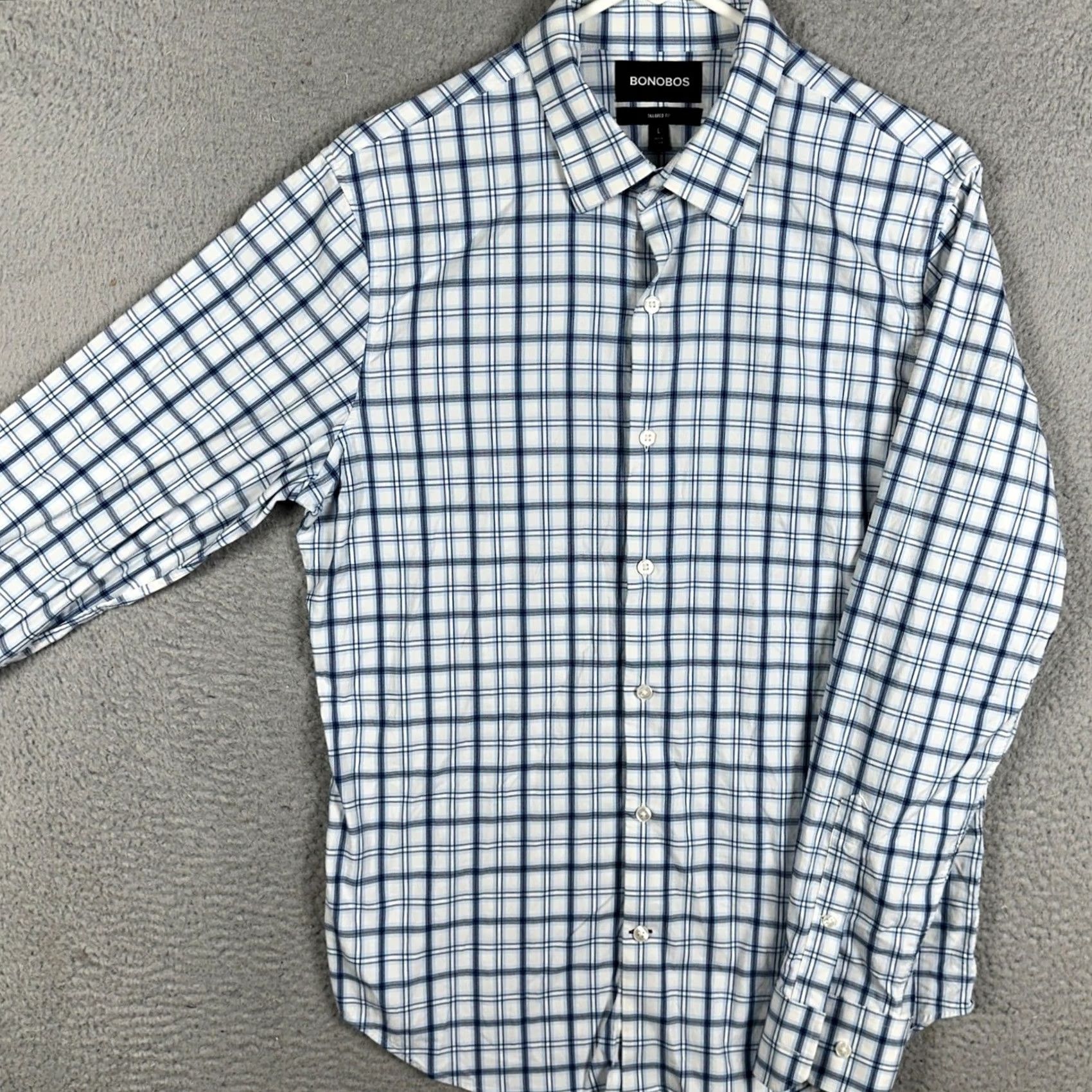 Bonobos Bonobos Shirt Mens Large Blue White Tailored Fit Button Up Plaid Casual Stretch Size US L / EU 52-54 / 3 - 2 Thumbnail