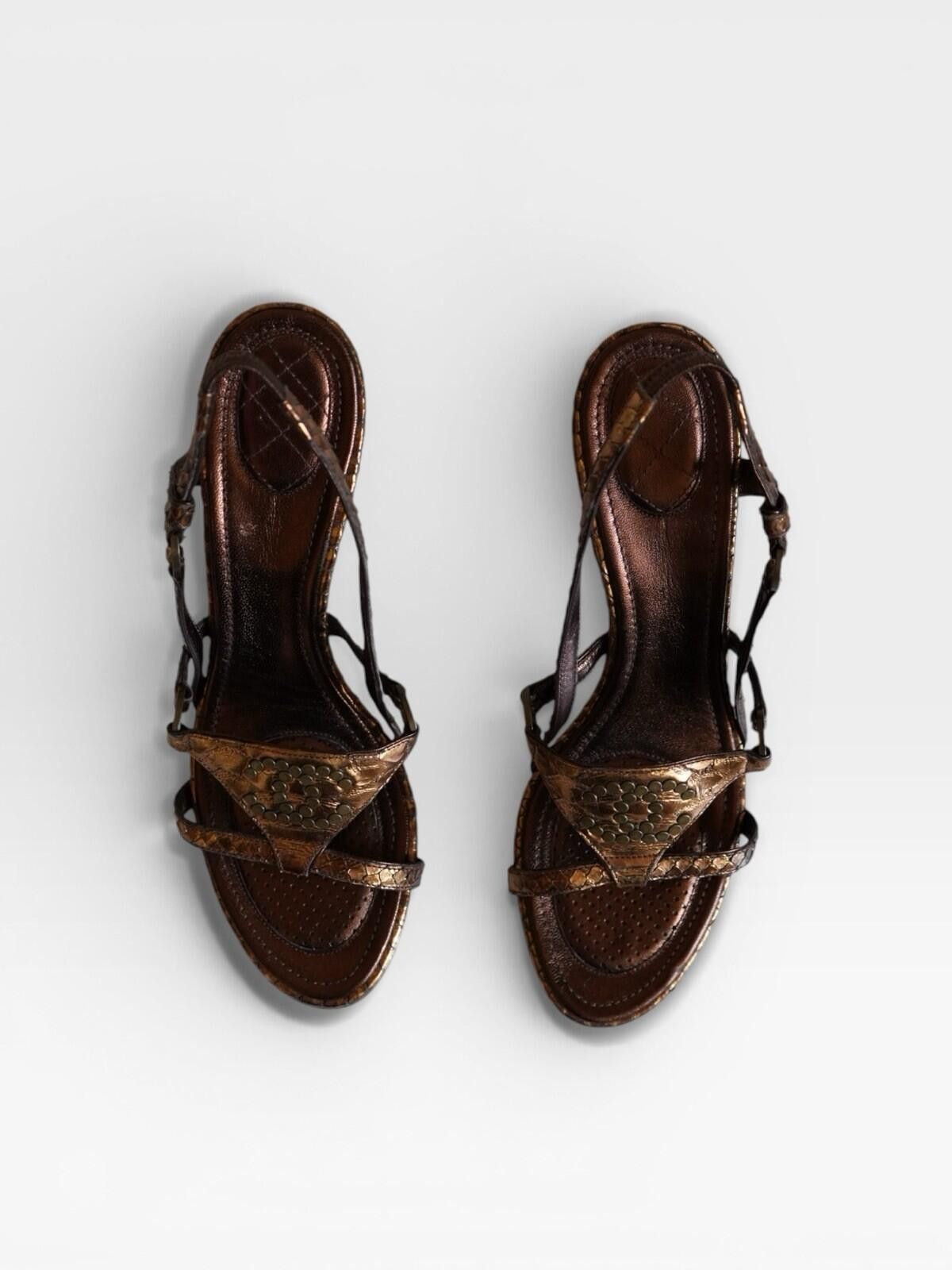 Chanel 2000s Chanel Copper Embossed Python Slingback Heels VINTAGE Size US 9 / IT 39 - 5 Thumbnail