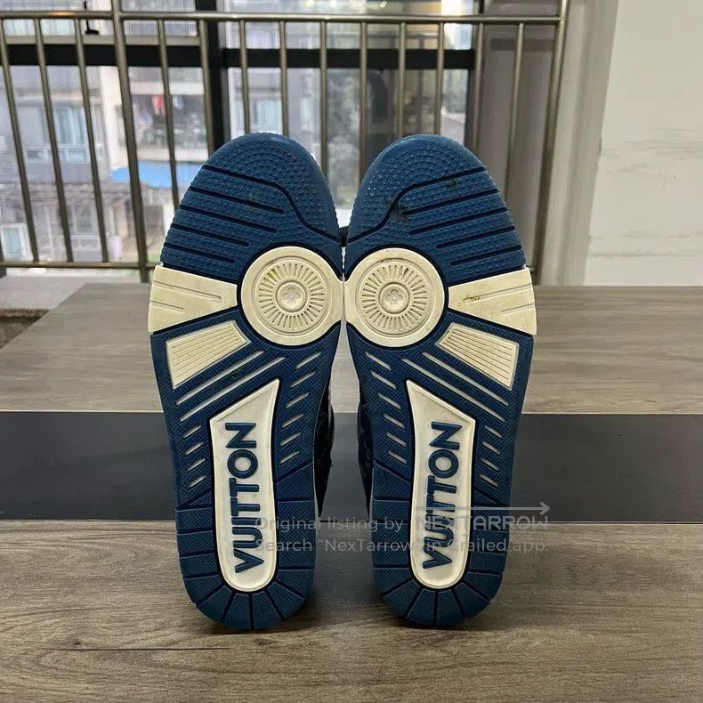 Louis Vuitton Louis Vuitton Trainer white and blue jeans shoes Size US 8.5 / EU 41-42 - 6 Thumbnail