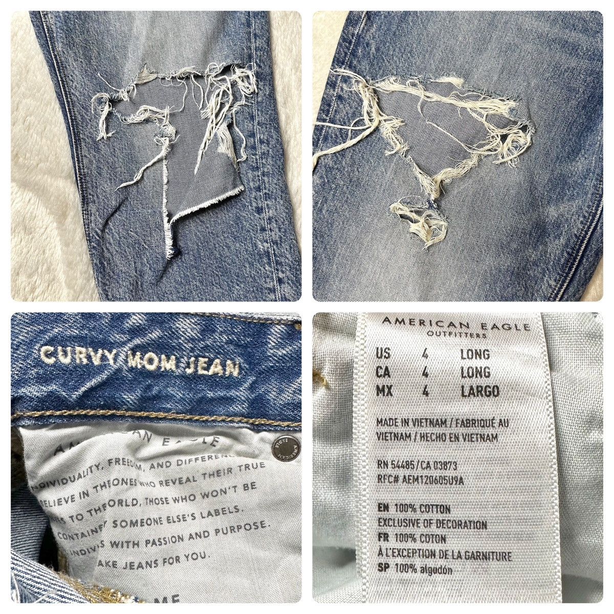 American Eagle Outfitters NWT American Eagle Women's High Rise Curvy Mom Jeans 4L Size 28" / US 6 / IT 42 - 8 Thumbnail