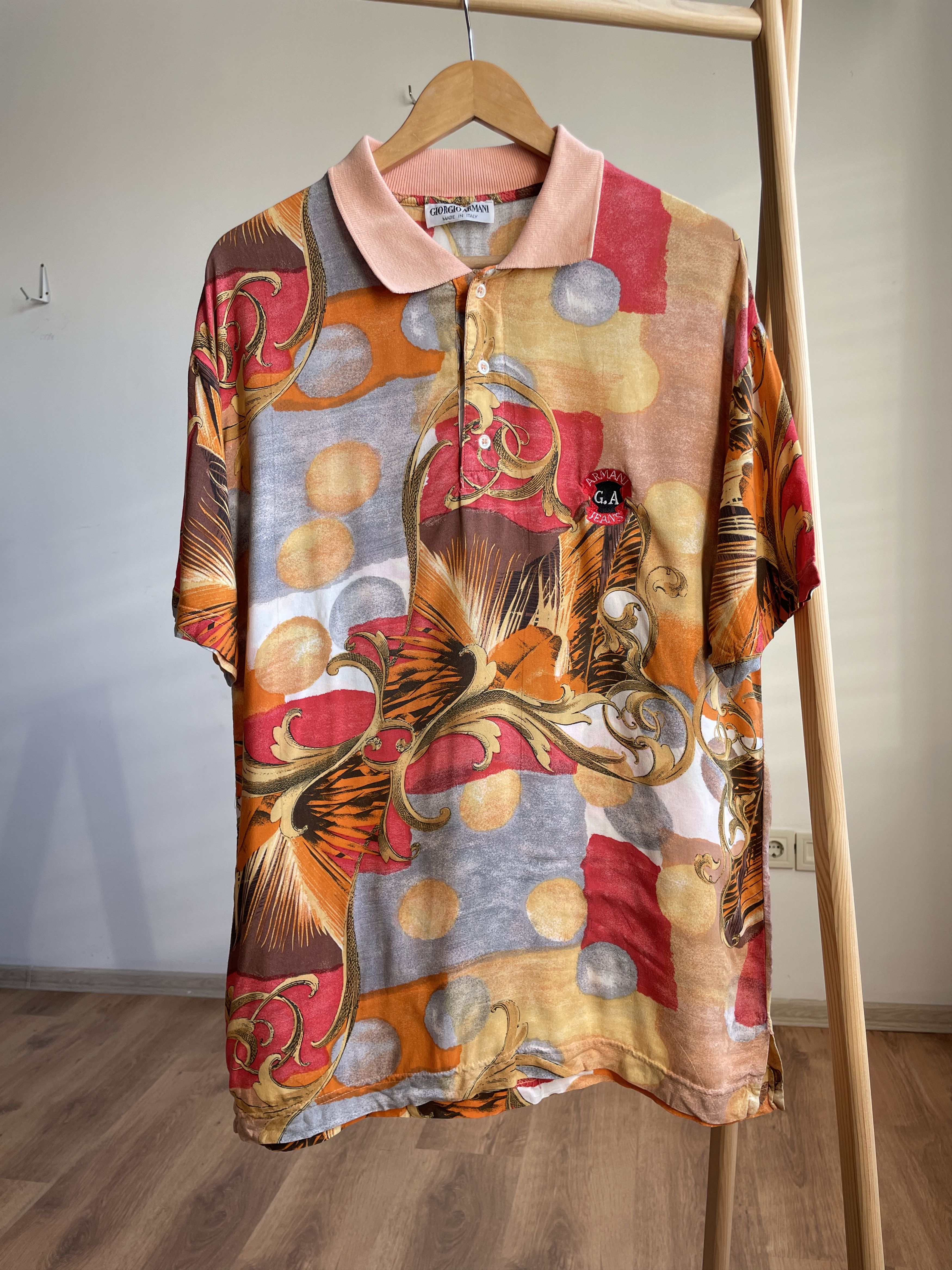 Giorgio Armani Giorgio Armani VTG 80s Baroque All Over Print Polo T-Shirt Size US L / EU 52-54 / 3 - 1 Thumbnail