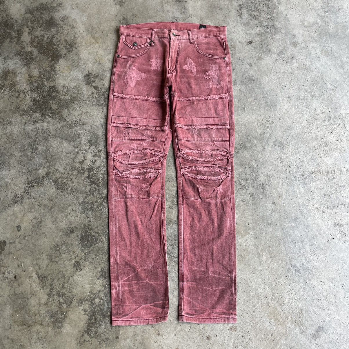 semanticdesign 🔥🇯🇵Semantic Design Emo Rock Gothic Bikers Maroon Denim Jeans Size US 33 - 1 Thumbnail