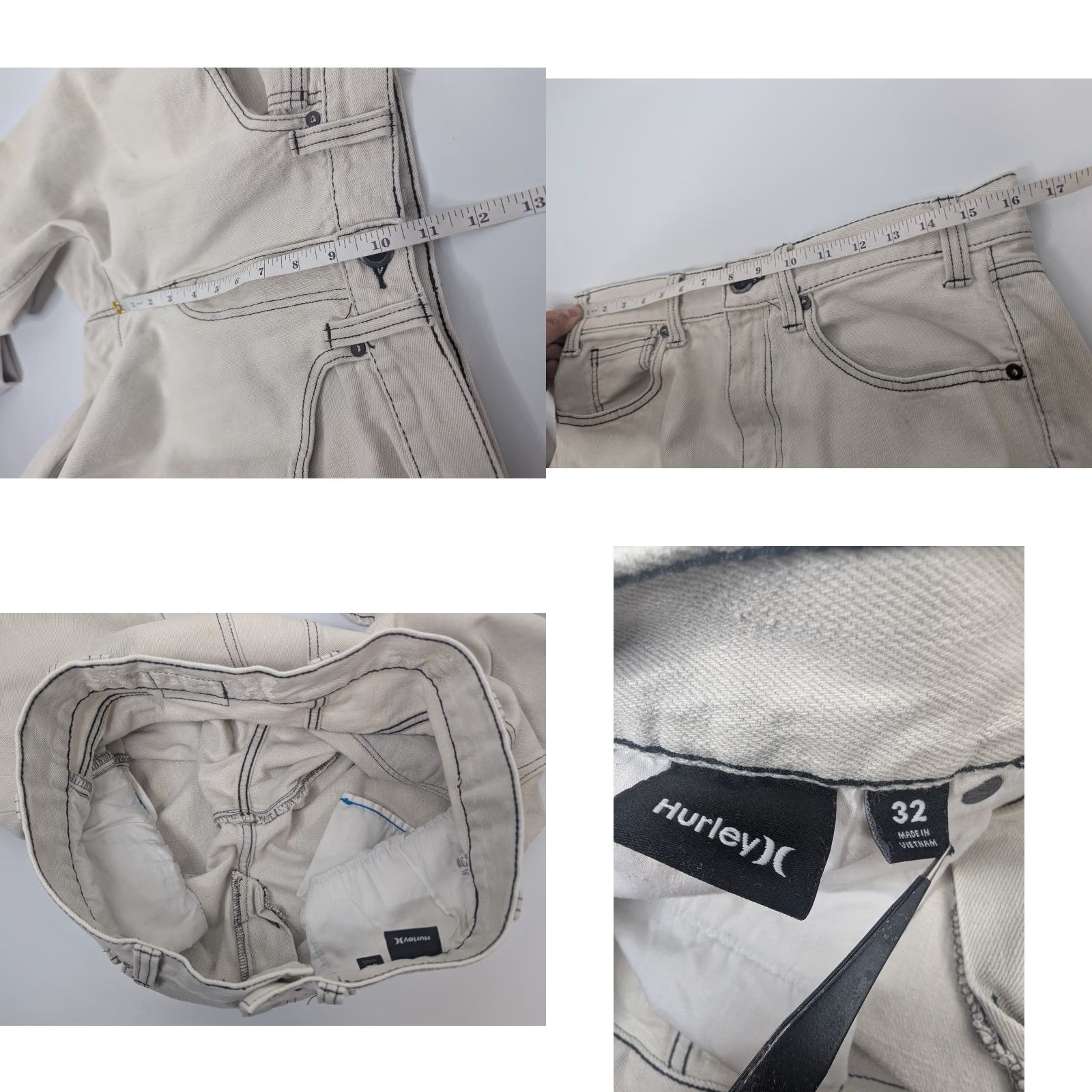 Hurley Hurley Jeans Men 32 Slim Denim Cotton Khaki Beige 5-Pocket Stain Logo Vintage No 90s Skater Grunge Size US 32 / EU 48 - 9 Thumbnail
