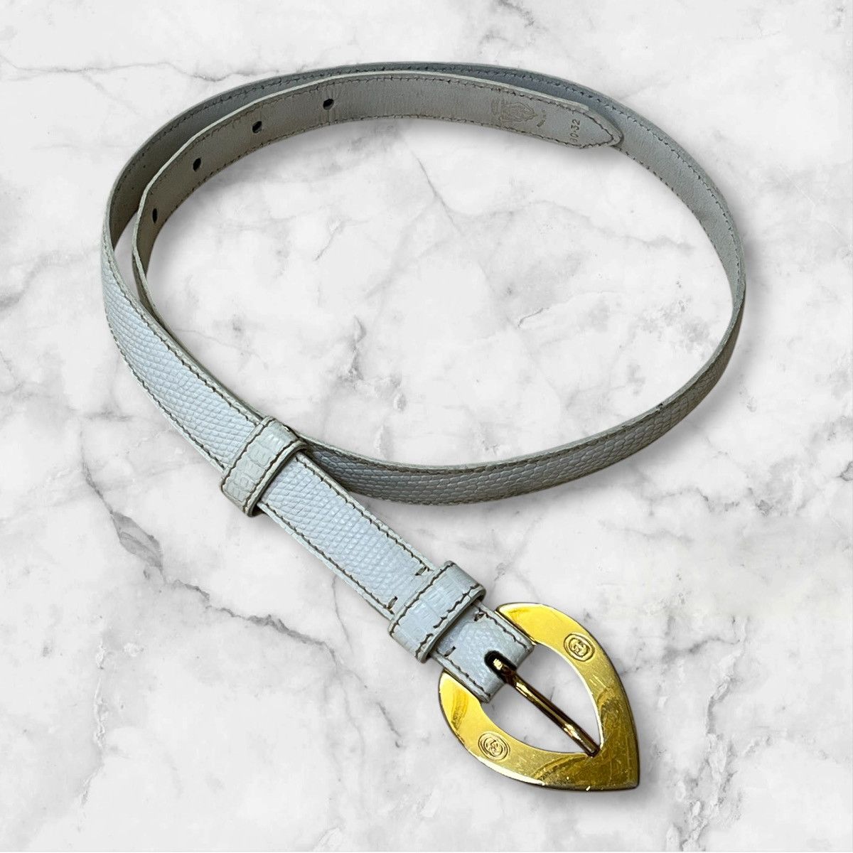 Gucci Rare🔥Vintage 80s GUCCI spade shaded buckle leather belt Size ONE SIZE - 2 Thumbnail