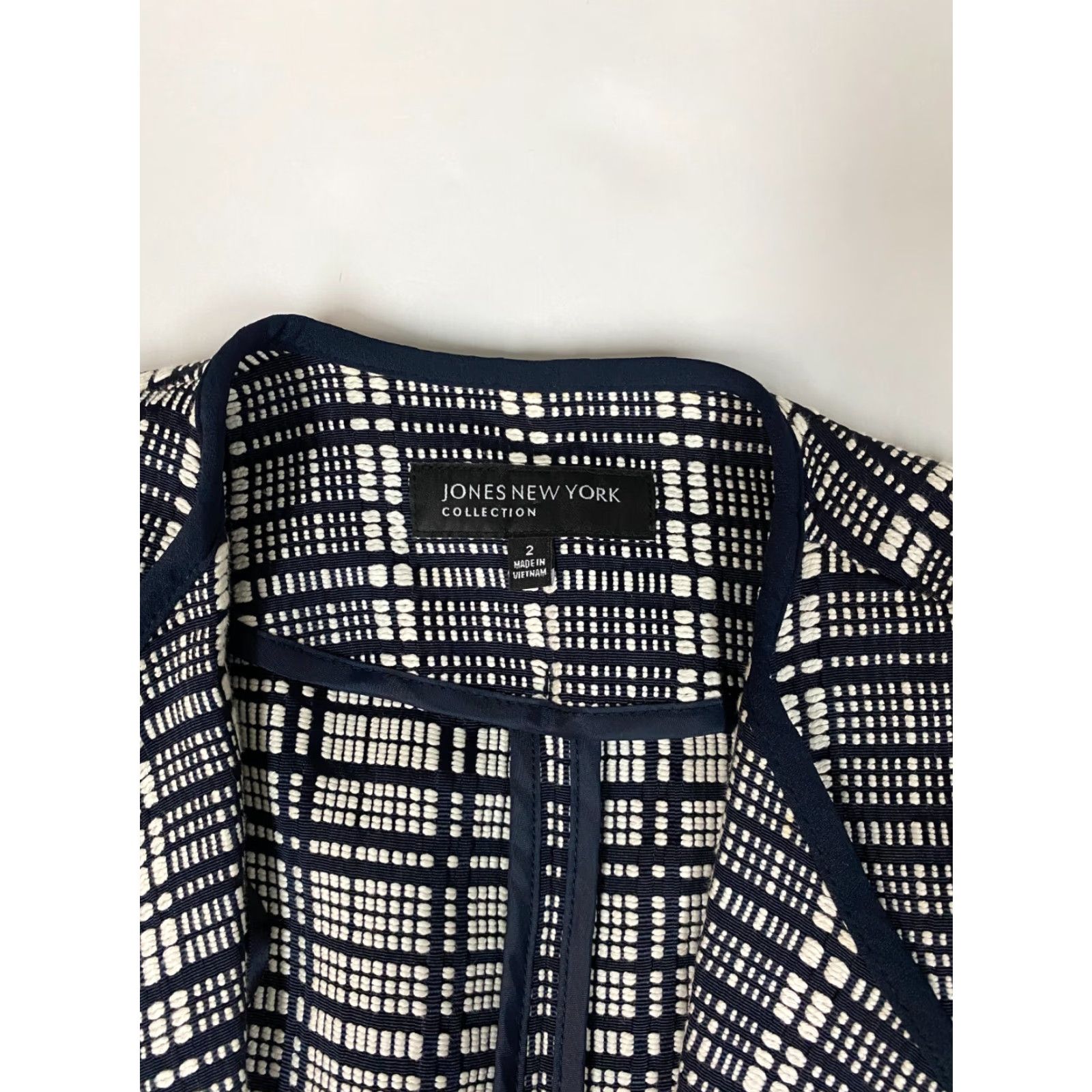Jones New York Jones New York Blazer Womens 2 Blue Plaid Open Chest Mid-Length Tweed Polyester Jacket Blazer Size XS / US 0-2 / IT 36-38 - 4 Thumbnail