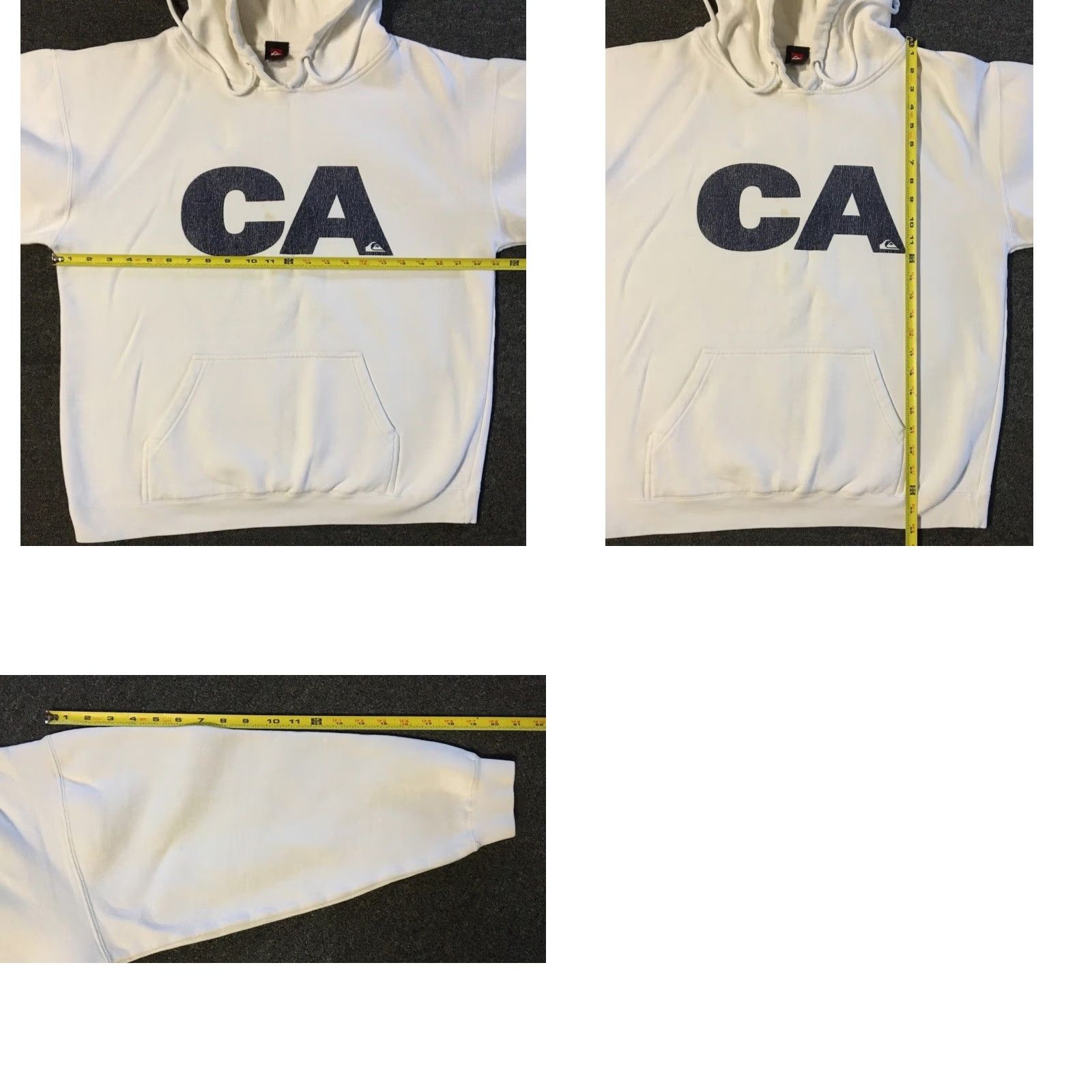 VINTAGE Quiksilver California Hoodie Boxy M White Surf Grunge Gotcha 90s Y2K Mens Hoodie M White California Grunge Surf 90s Gotcha