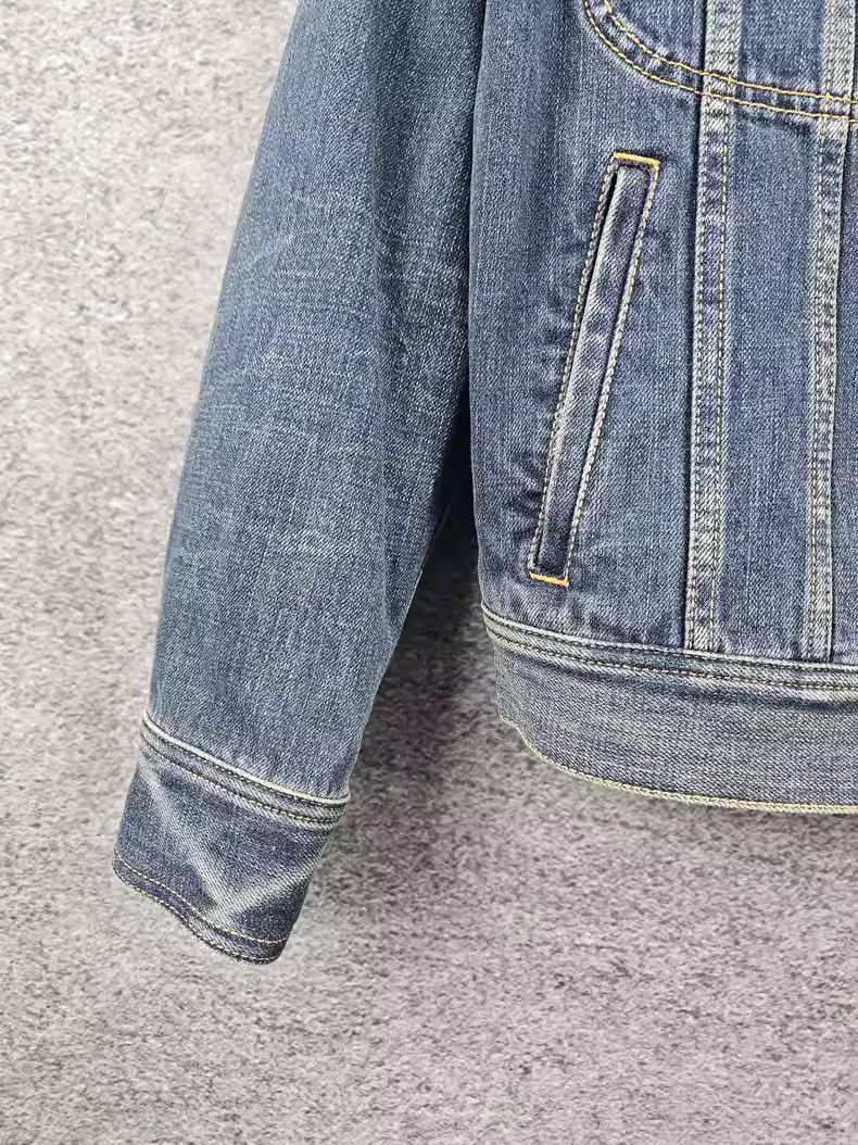 Saint Laurent Paris Saint Laurent Denim Jacket with Fur Collar Size US S / EU 44-46 / 1 - 5 Thumbnail