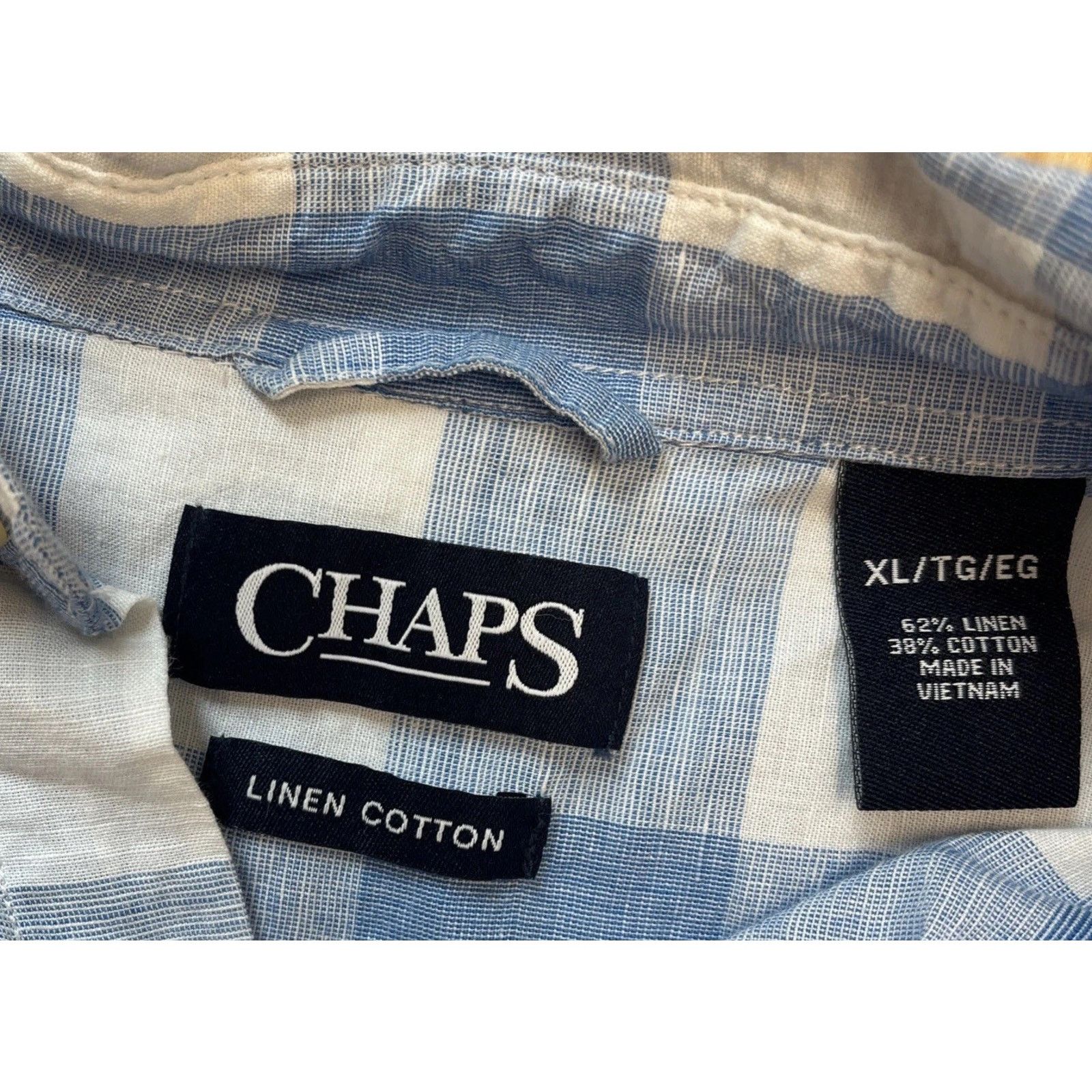 Chaps Chaps Shirt Mens Sz XL LINEN Button Front Blue White Buffalo Size US XL / EU 56 / 4 - 3 Thumbnail