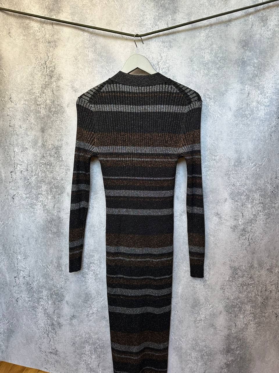 Reiss REISS Sassy Metallic-Stripe Knit Dress Maxi Tight Size L / US 10 / IT 46 - 4 Thumbnail