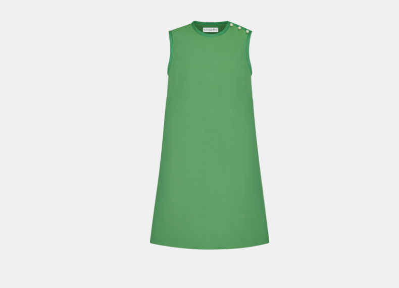 Dior o1w1db10326 511D14 Straight-Cut Short Dress in Green Size L / US 10 / IT 46 - 1 Thumbnail