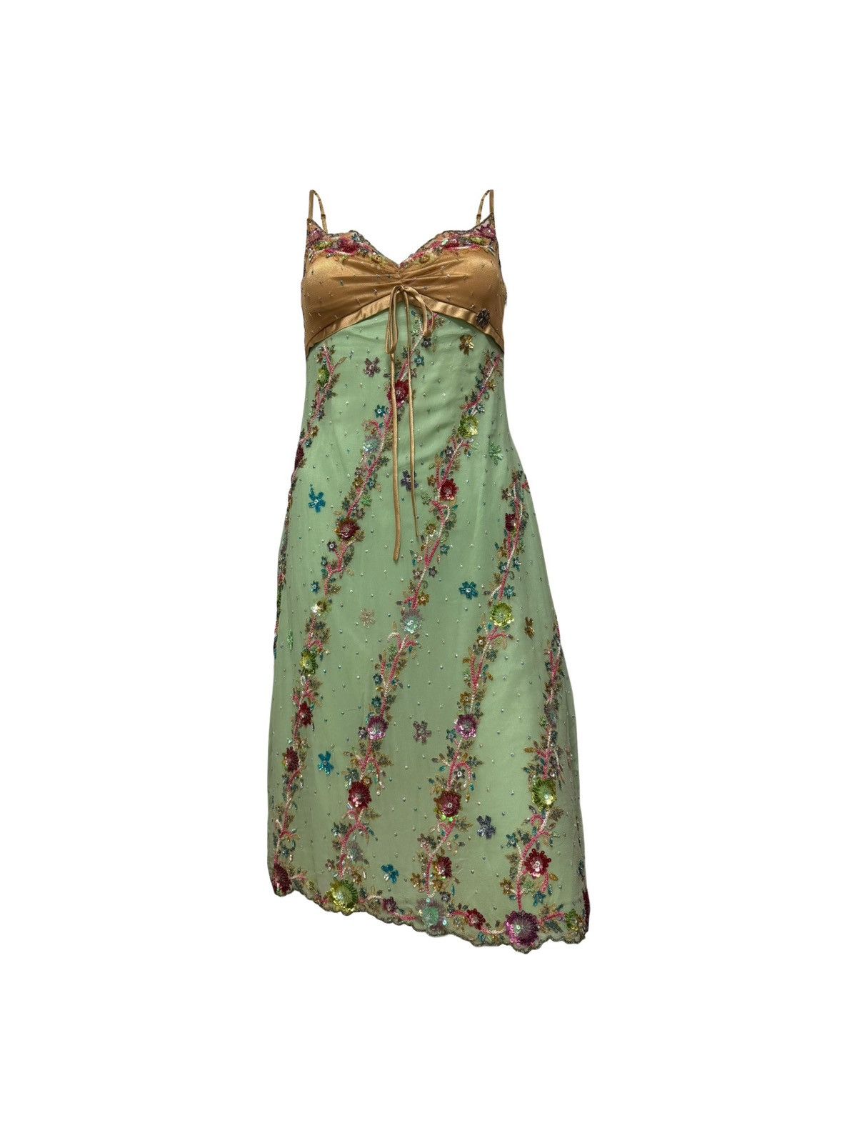 John Galliano JOHN GALLIANO Spring Summer 2005 Embroidered Silk Midi Dress Size XS / US 0-2 / IT 36-38 - 1 Thumbnail