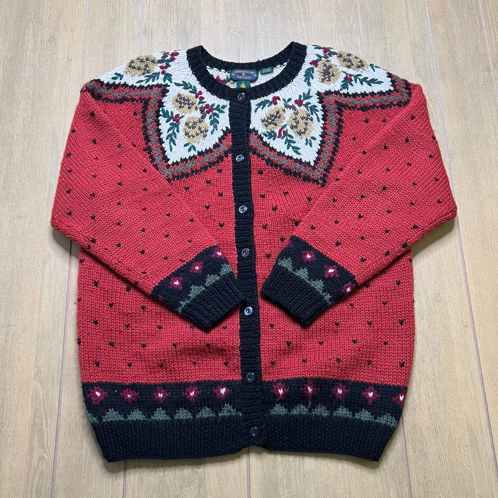 Chapter Charter Club Red Wool Holiday Theme Fair Isle Hand Knitted S Size S / US 4 / IT 40 - 2 Thumbnail