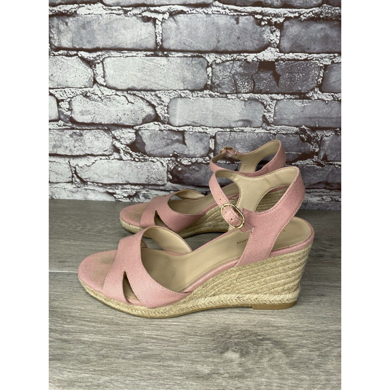 Stuart Weitzman STUART WEITZMAN Mirela II Pink Canvas Espadrille Wedge Sanda Size US 9.5 / IT 39.5 - 15 Thumbnail