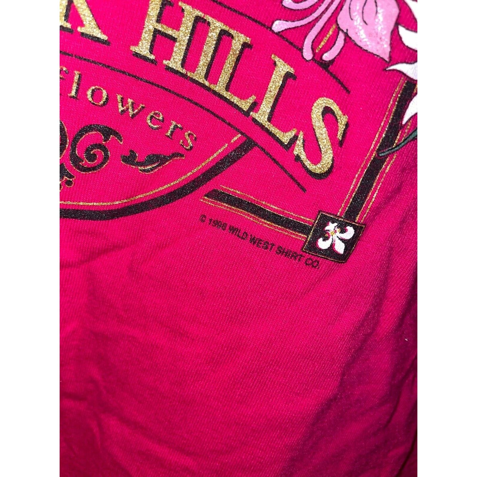 Jerzees Vintage Black Hills Shirt Wildflowers Flowers Pink Tee 90s L Size US L / EU 52-54 / 3 - 6 Thumbnail