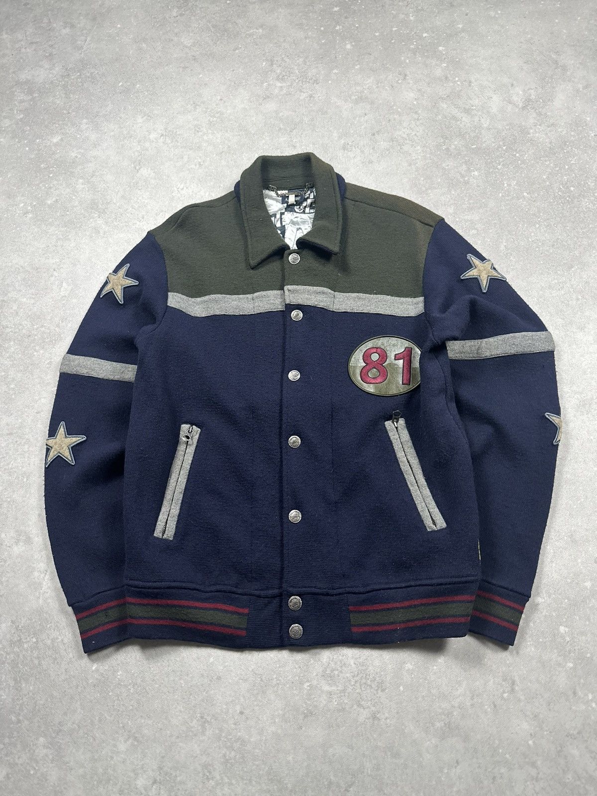 Armani Armani Vintage Varsity Jacket Navy/Olive Star Patches, 81 M Size US M / EU 48-50 / 2 - 1 Thumbnail