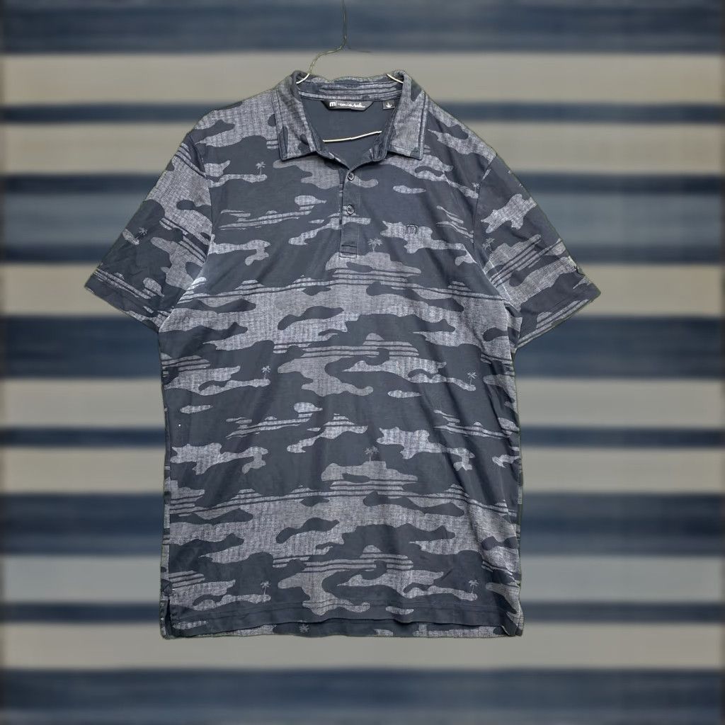 TravisMathew VINTAGE Travis Mathew Polo Shirt Mens Large Pima Cotton Blend Camouflage Palm Tree Golf Black Size US L / EU 52-54 / 3 - 1 Thumbnail