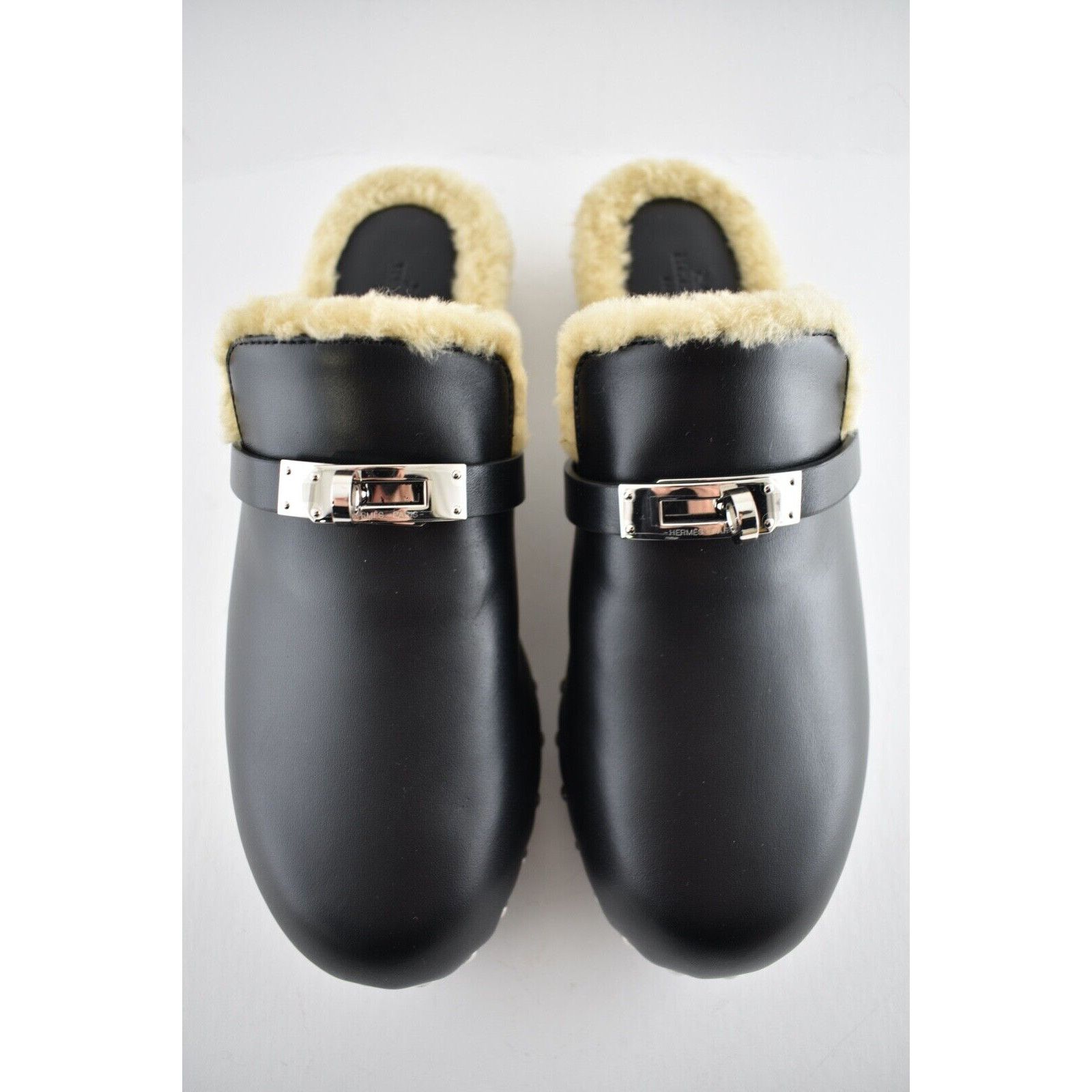 Hermes Hermes Mule Leather Kelly Lock Shearling Fur Slide Flat 37 Size US 7 / IT 37 - 8 Thumbnail