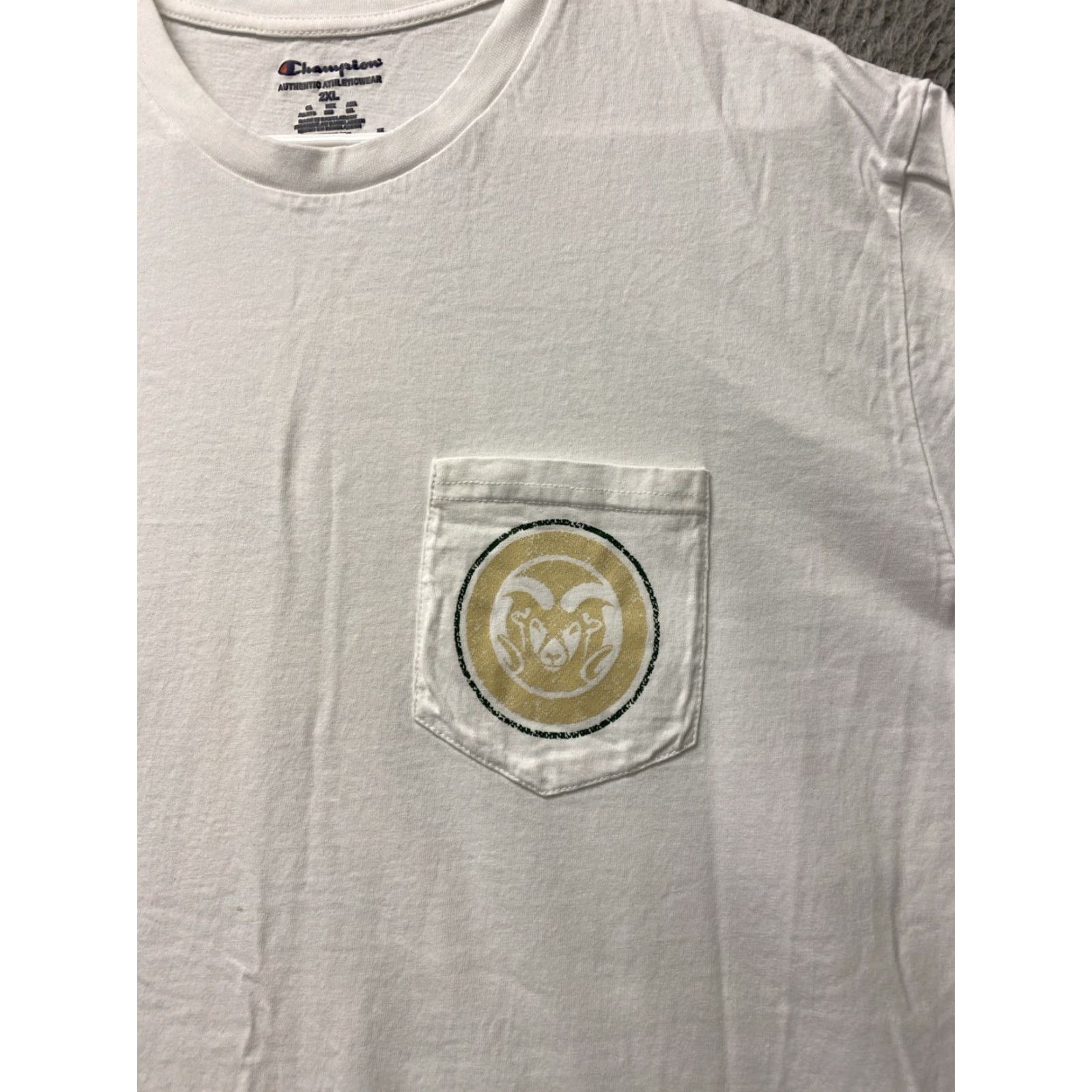 Champion VINTAGE Champion CSU RAM Mens Long Sleeve Shirt 2XL Crew Neck Cotton White Pockets Graphic Modern Size US XXL / EU 58 / 5 - 2 Thumbnail