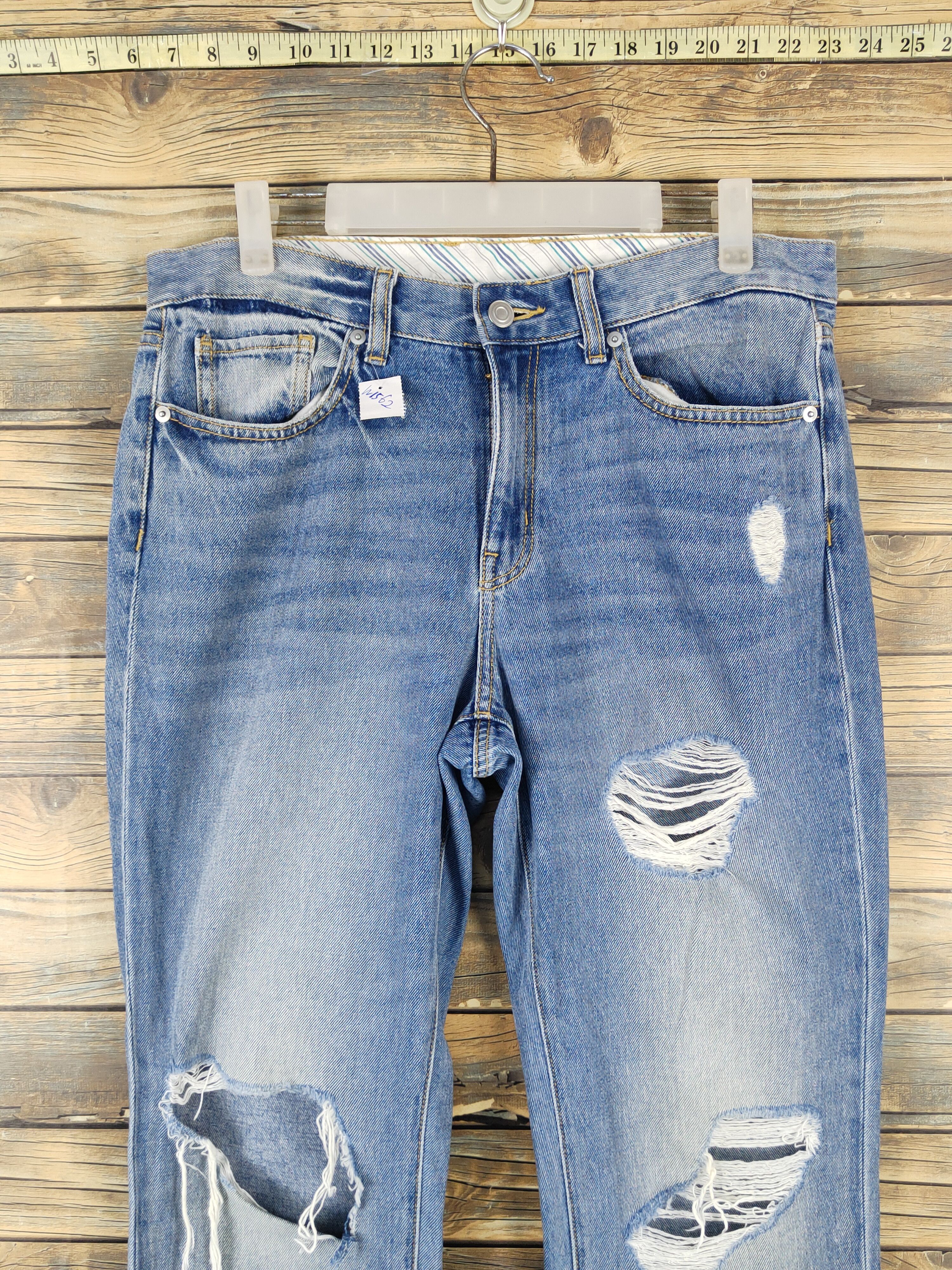 GU GU Blue Distressed Ripped denim Jeans #W1562 Size US 34 / EU 50 - 2 Thumbnail