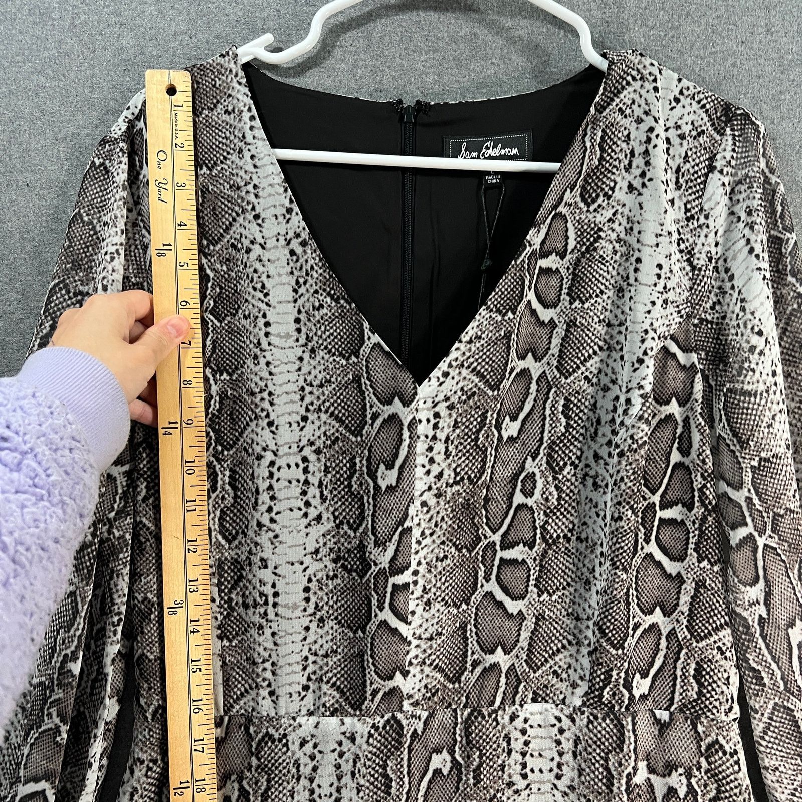 Other Sam Edelman Snakeskin Tiered Ruffle Midi Dress Grey Size L / US 10 / IT 46 - 7 Thumbnail