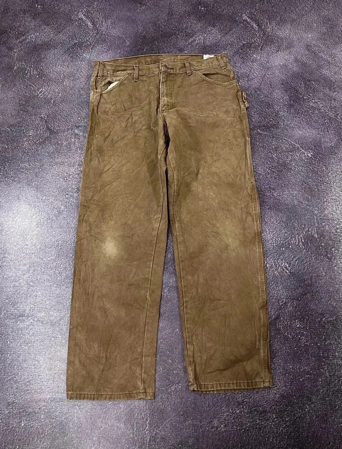 Dickies × Vintage Vintage Dickies USA Brown Work Hype Baggy Pants Size US 36 / EU 52 - 2 Thumbnail