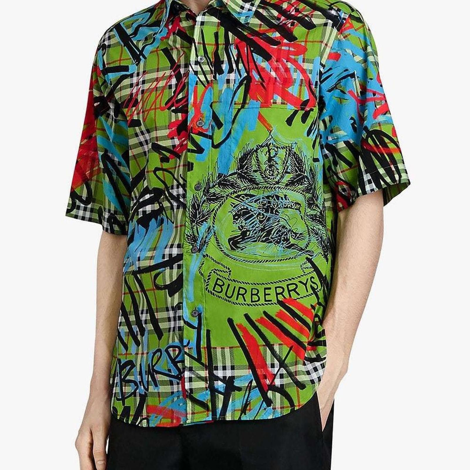 Burberry Burberry Button-Up Shirt Graffiti Neon Green Size US XS / EU 42 / 0 - 4 Thumbnail
