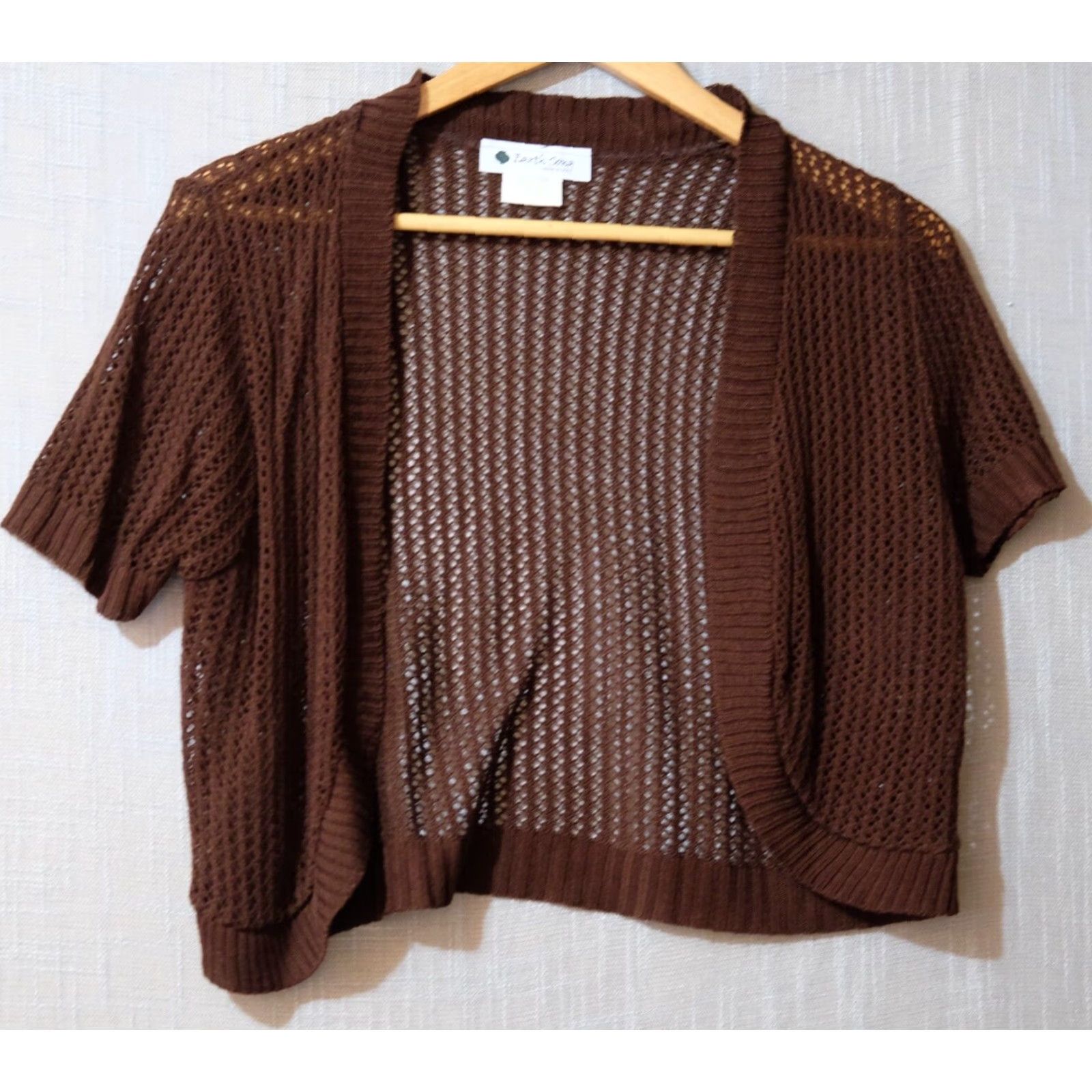 Vintage Earth Song Nwot! Crochet Open Front Cardigan Sweater Brown Women's L Cardigan Open Front Brown Crochet Cardigan Women's L Earth Song Nwot! Size L / US 10 / IT 46 - 2 Thumbnail